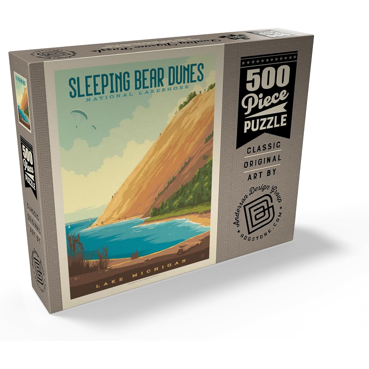 Sleeping Bear Dunes National Lakeshore, Vintage Poster - Premium 500 Piece Jigsaw Puzzle - Made in the USA