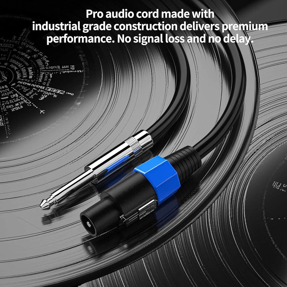 Wdpqyy 2 Pack 25ft Audio Speakon to 1/4'' TS Speaker Cable, Professional 12AWG Gauge Wire Audio Speaker Cable with Twist Lock