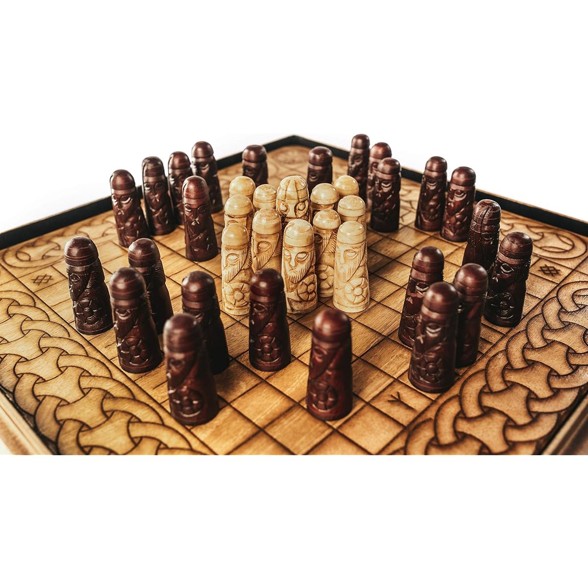 Norse Tradesman Handcrafted Viking Hnefatafl Set with Oxbone Game Pieces & Mango Wood Board | Tafl - Viking Games