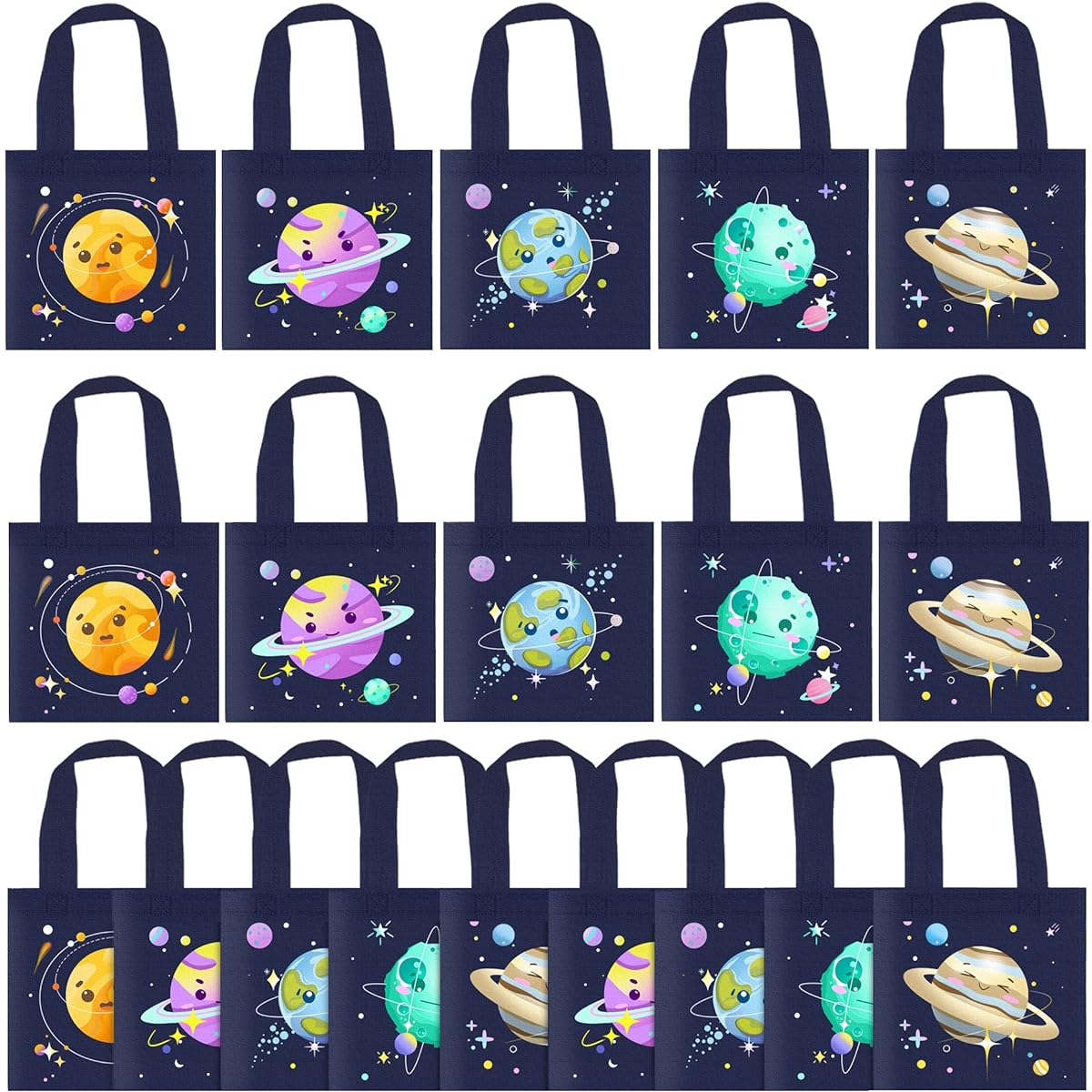 BANBALLON 20pcs Space Party Favor Bags Space Gift Bags for Kids Galaxy Solar System Birthday Party Space Theme Party Baby Shower Goodie Bag Supplies (Space 01)