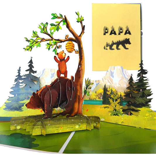 22CRAFT Papa Bear Pop Up Birthday Card for Dad 6" x 8" Husband Birthday Card Wife Father's Day Pop Up Card Father's Day Card from Wife Daughter Son Husband Grandfather Dad Man