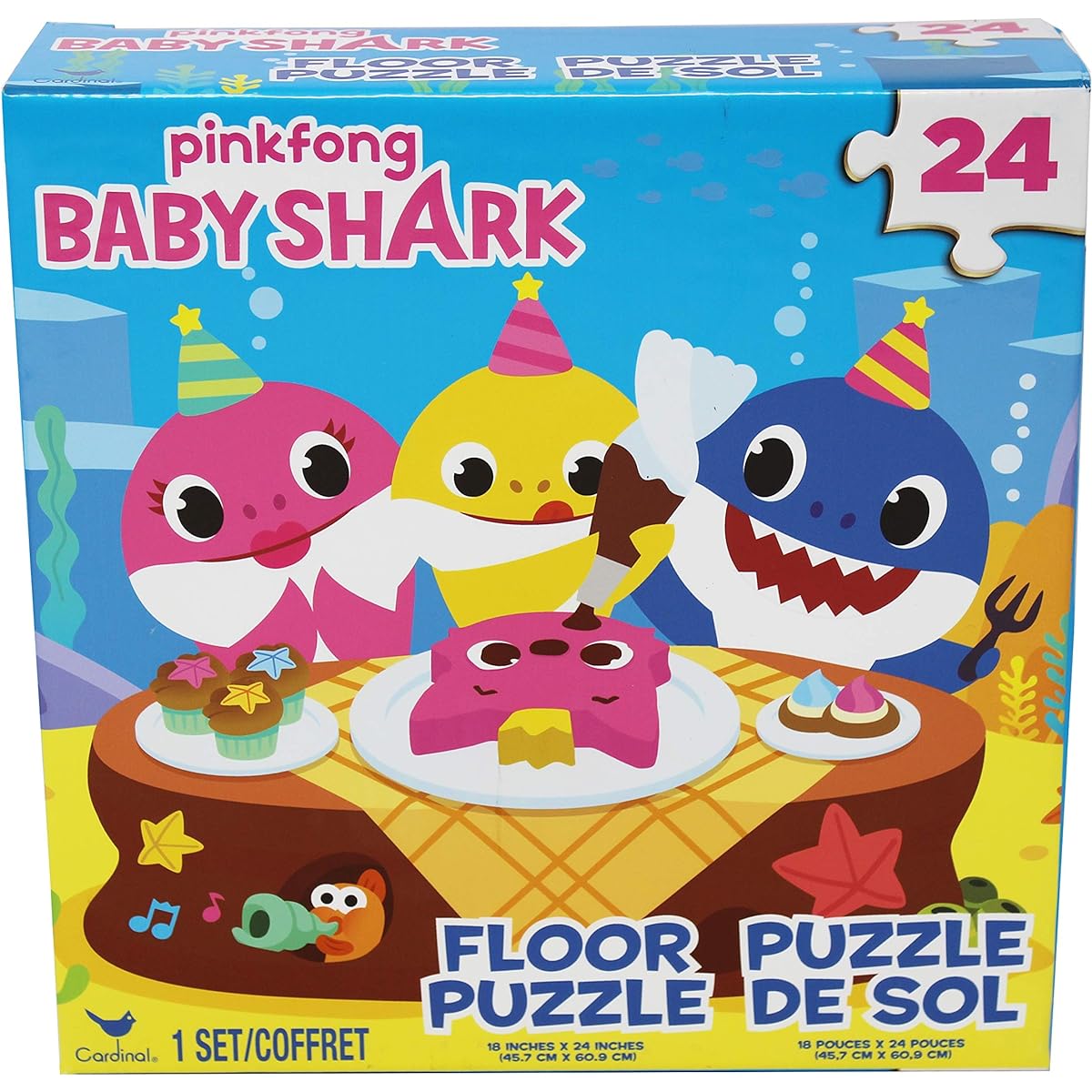 Cardinal Games 6054915 Baby Shark 24 Piece Floor Puzzle, Multicolor