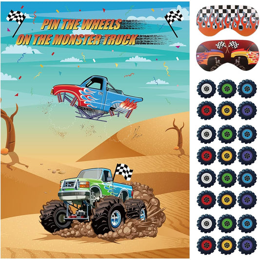 Hxezoc Fix Wheels to Truck Game with 36 Wheels Large Truck Poster Truck Party Game Kids Birthday Party Truck Party Carnival Party Supplies