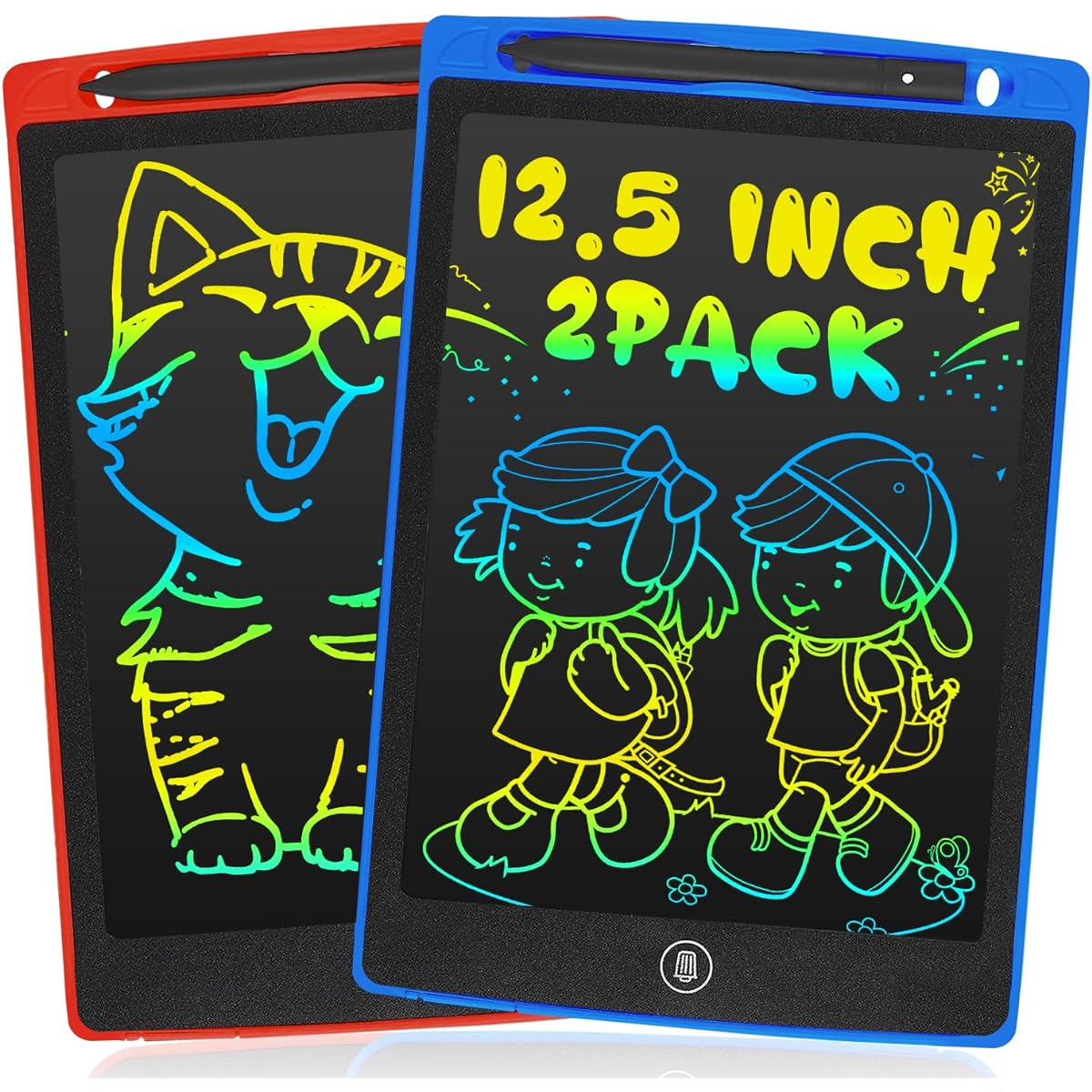 HAPPYMATE LCD Writing Tablet for Kids 12 Inch 2 Pack Colorful Doodle Pad Writing Board LCD Drawing Board Erasable Kids Toy Birthday Gift for 3 4 5 6 7 8 Year Old Girls Boys (Blue and Pink)