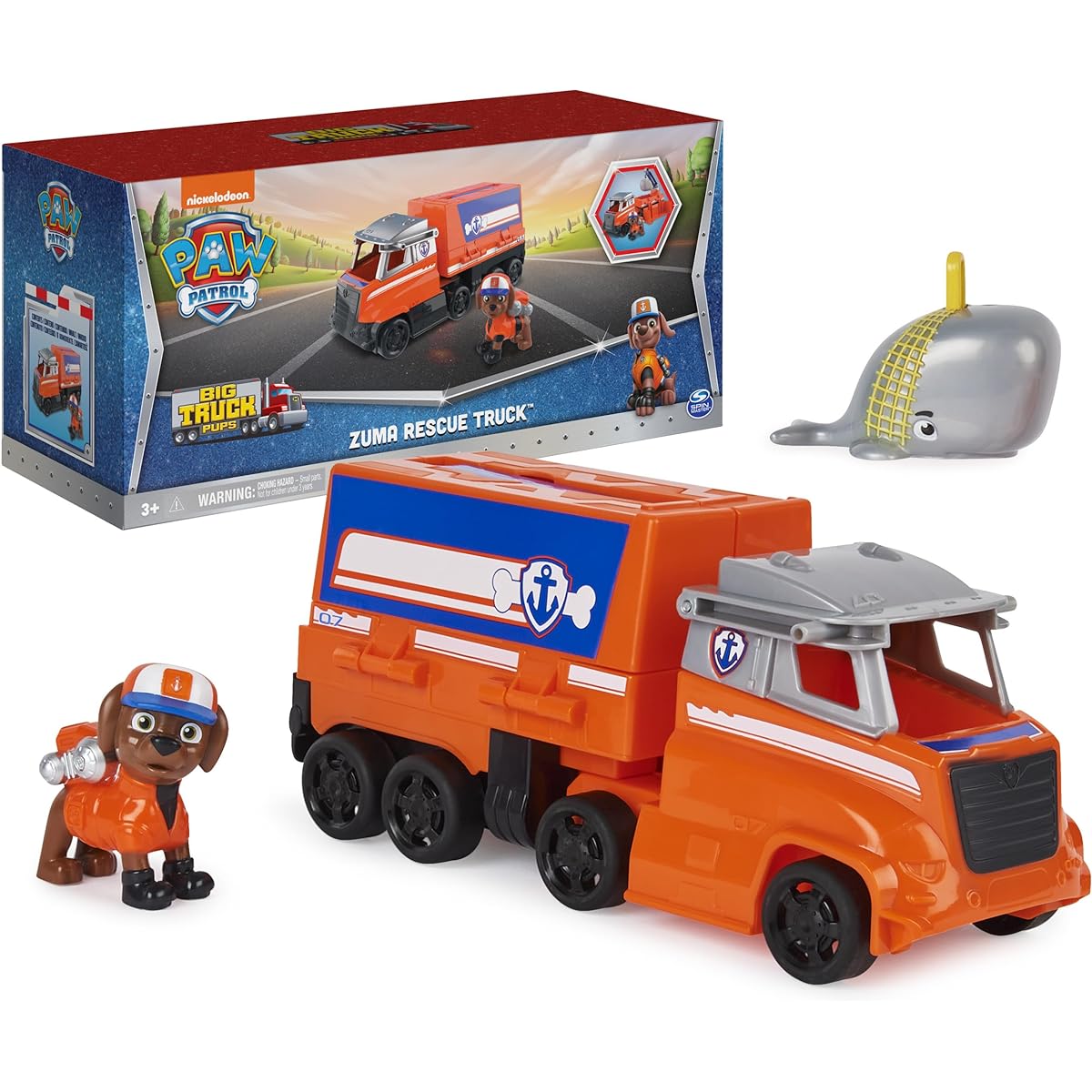Paw Patrol, Big Truck Pup’s Zuma Transforming Toy Trucks with Collectible Action Figure, Kids Toys for Ages 3 and up