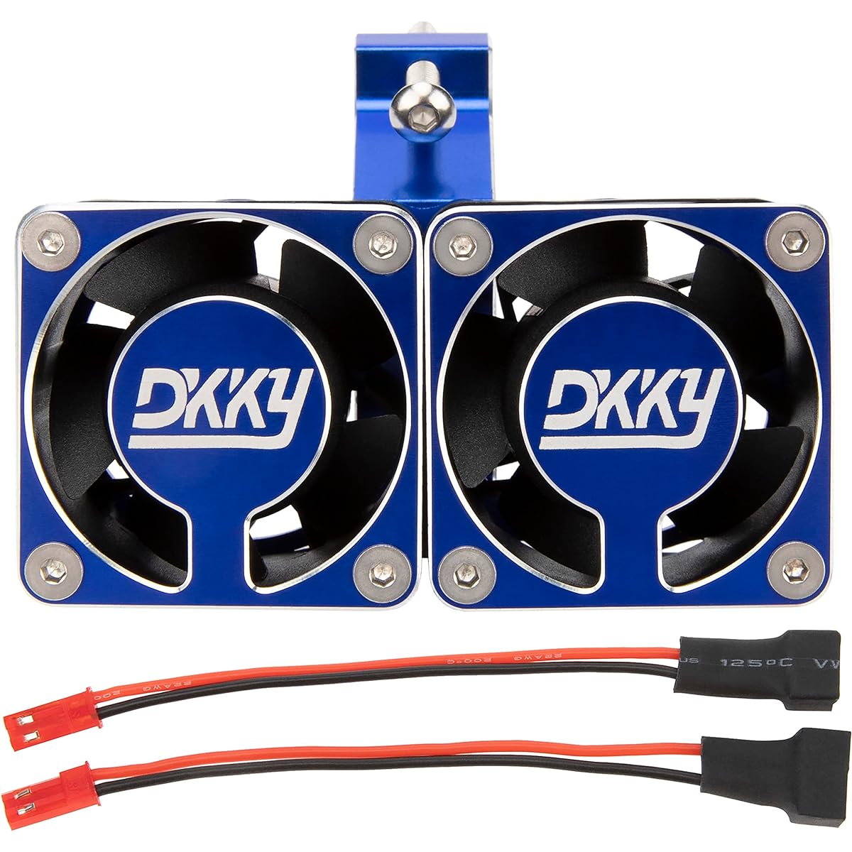 DKKY 1/5 1/6 1/7 RC Model Car 56mm Brushed Brushless Motor Heatsink 4028 High Speed Cooling Fan Dual Fan with Motor Mount Adjustable for 54-58mm 12V ARRMA Axial 1717 5687 56113 2028 Motor (Blue)
