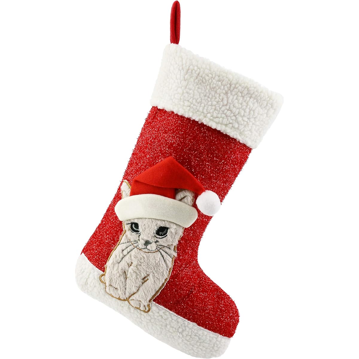 Wewill Lovely Embroidered 3D Pet Christmas Stockings for Dogs or Cats 17inch