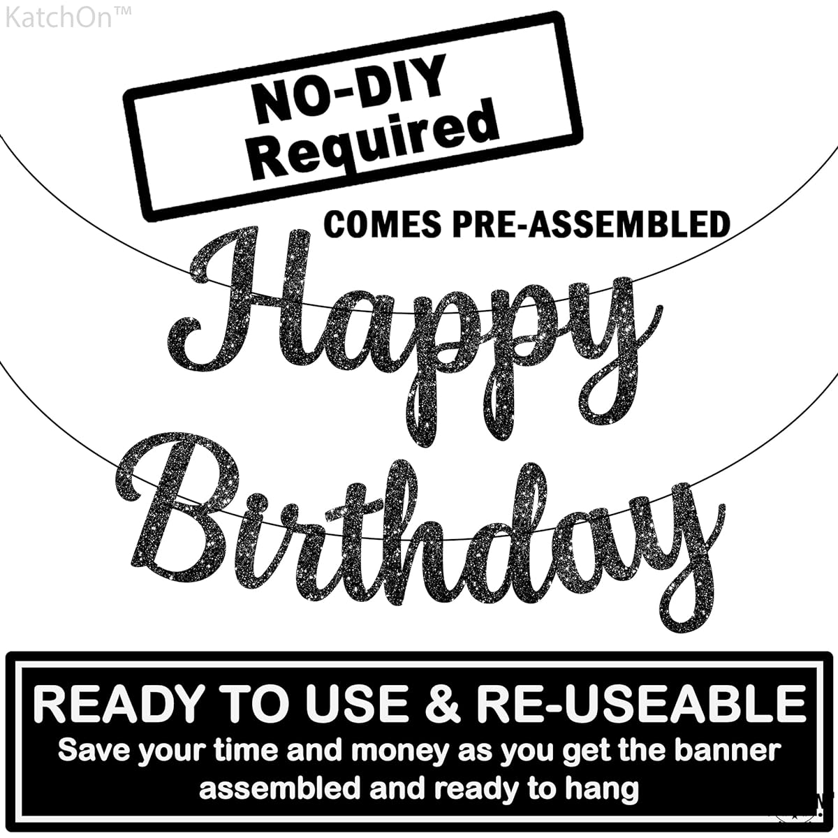 Happy Birthday Black Cursive Banner