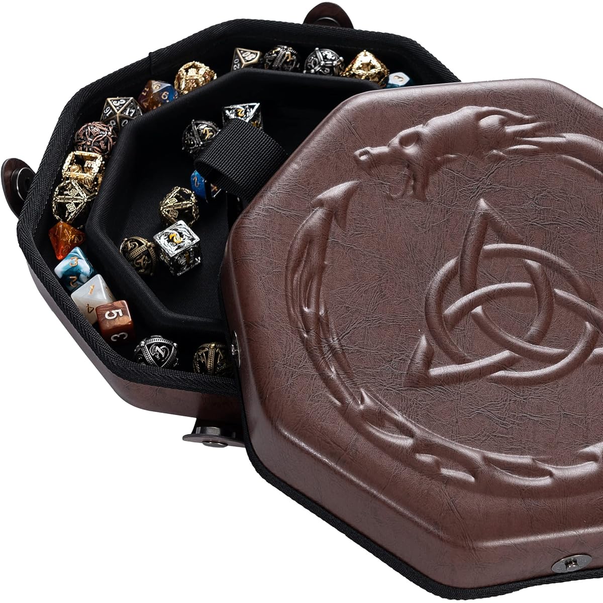 Soar Forge DND Dice Tray - Premium Dice Tray for Dungeons and Dragons - Beautiful Celtic Knots and Dragon Design - Perfect Dice Rolling Tray & Dice Case for RPG Games