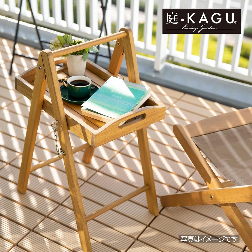 Takasho Garden Furniture Carry Tray Stand Natural Wood Eucalyptus MWF Foldable Durable Eucalyptus Wood MWF-43FS