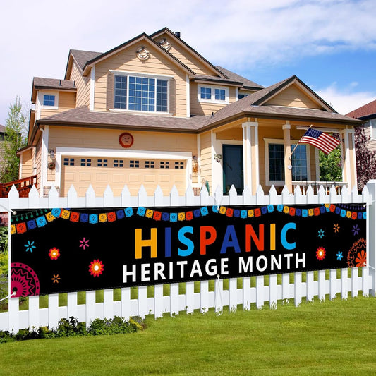 Arosche Hispanic Heritage Month Banner Decoration 120" x 20" Spanish Speaking Latin American Countries Celebration Holiday Sign Indoor Outdoor Yard Lawn Balcony Home Decor