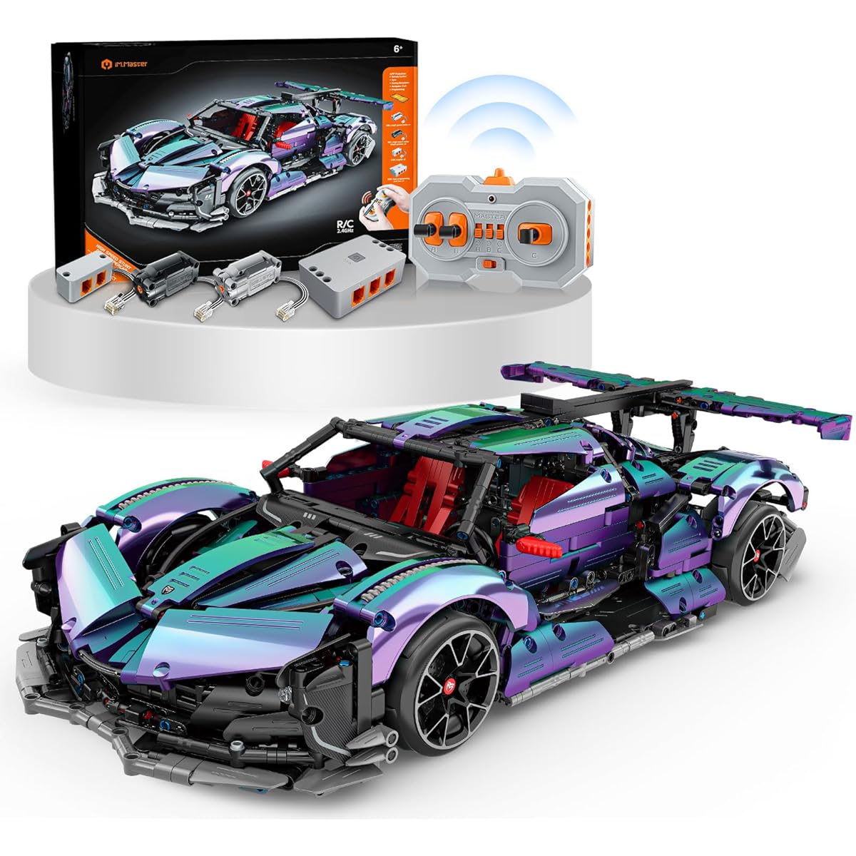 BTEC Technic Car Set for Adults 1:10 Scale Sports Car Building Model Kit for Men MOC Remote Control Super Car Building Blocks for Teens and Boys (2443 Pieces)