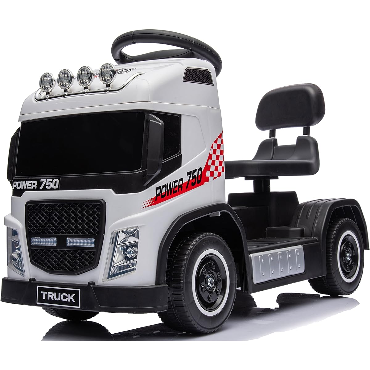 Shipped fully assembled Electric ride-on toy Kick-start truck Working vehicle For children With backrest Operated by pedals Electric car Vehicle toy [gts1122] (White)