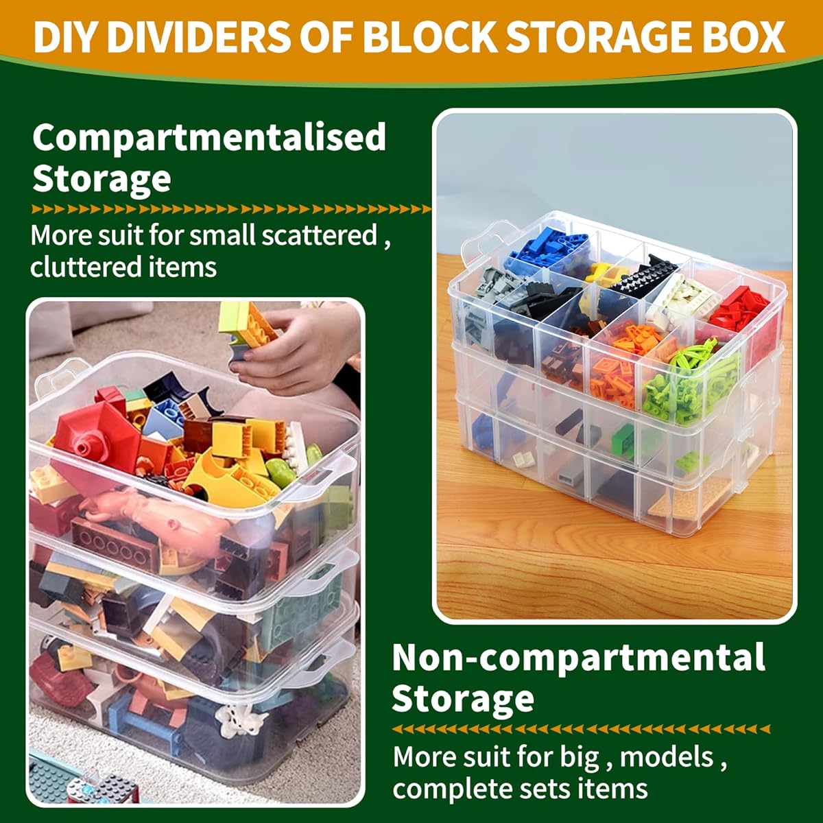 Lego Storage Box, Stackable Storage Organizer, 30 Compartments, Lego Storage, Barbie Doll Storage, Hot Wheels Toy Bin, Kids Organizer, Clear Toy Bin