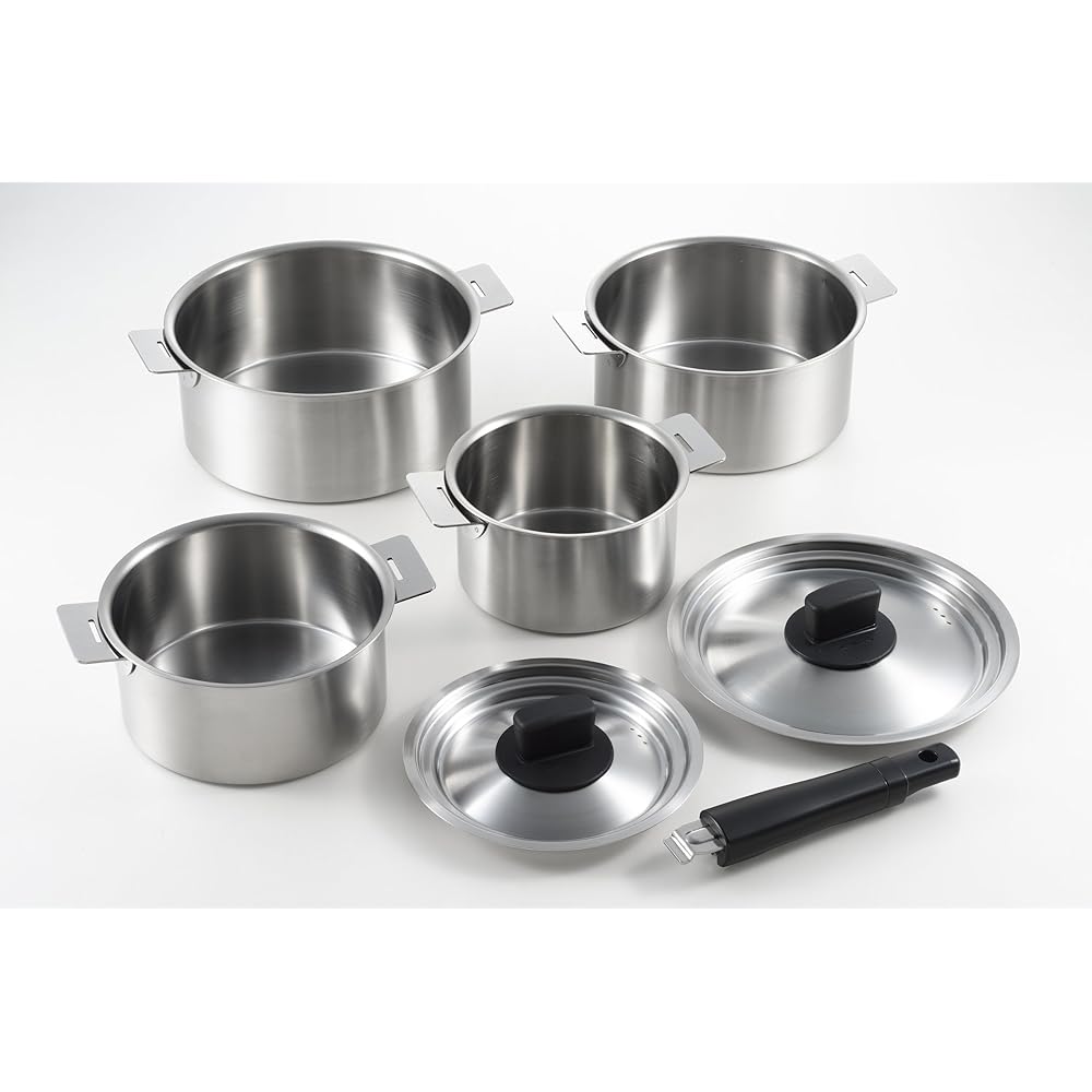 Maruyama Giken Soen SOUEN Made in Japan IH compatible, detachable handle, 4-piece pot set (14, 16, 18, 20cm) SE-28