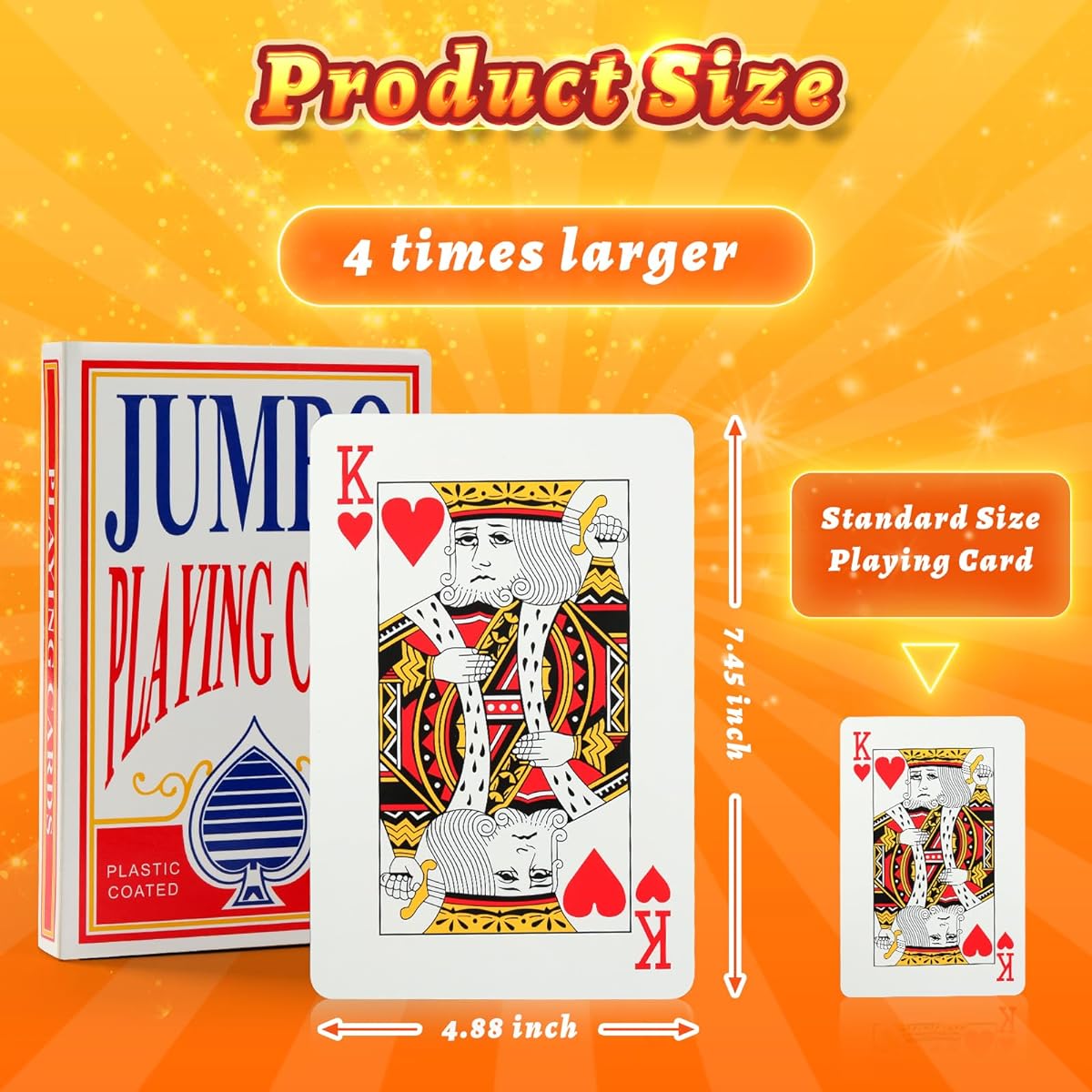 TOOPTATE Jumbo Playing Cards 5x7 Giant Playing Cards - Large Printed Playing Cards 4x Size