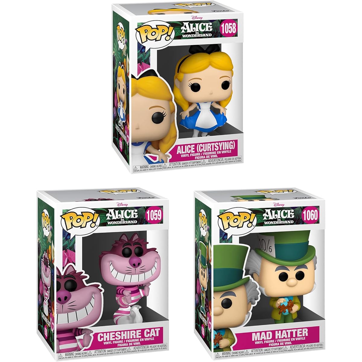 Funko POP! Disney Alice in Wonderland 70th Anniversary Collector Set - Alice, Curzing, Cheshire Cat, Mad Hatter