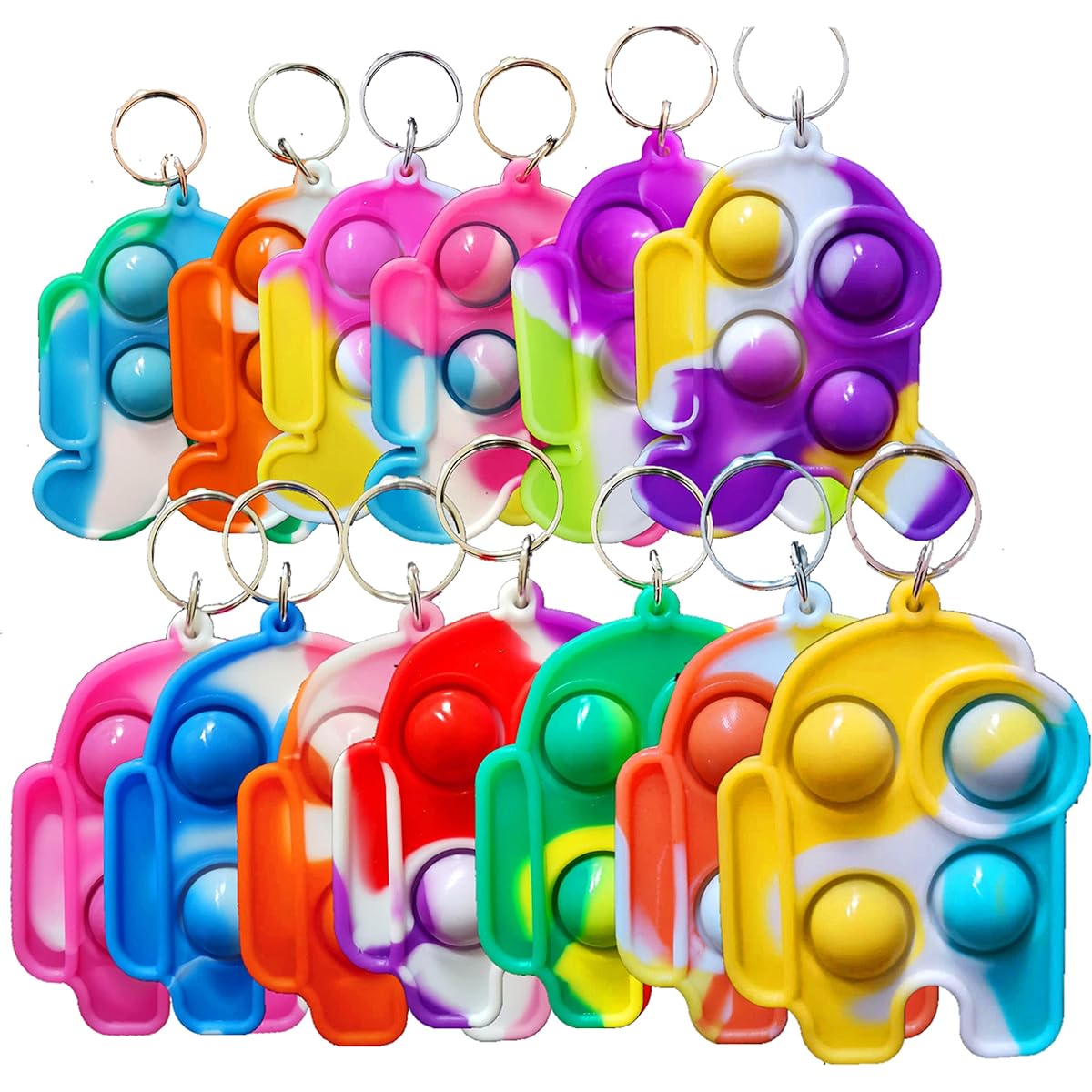 Classroom Students gift and Party favors)30 Pack Push Fidget Bubble Fidget Sensory Bulk Mini Pop keychain, bulk kids gifts
