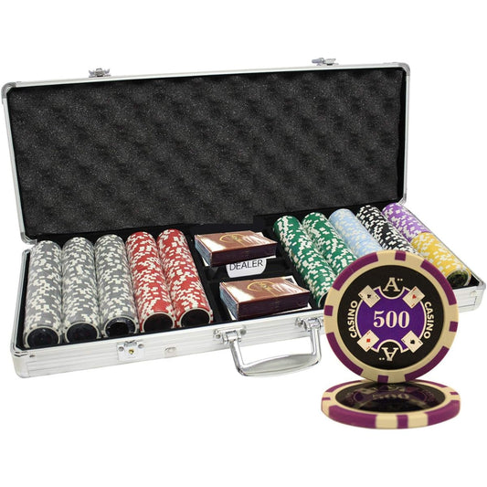 MRC 500 Piece Aces Casino Laser Poker Chip Set with Aluminum Case