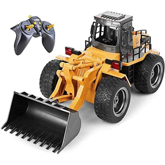 Top Race 6 Channel Fully Featured Wheel Loader RC Remote Control Construction Vehicle Toy Tractor with Lights & Sounds 2.4GHz (TR-113G)