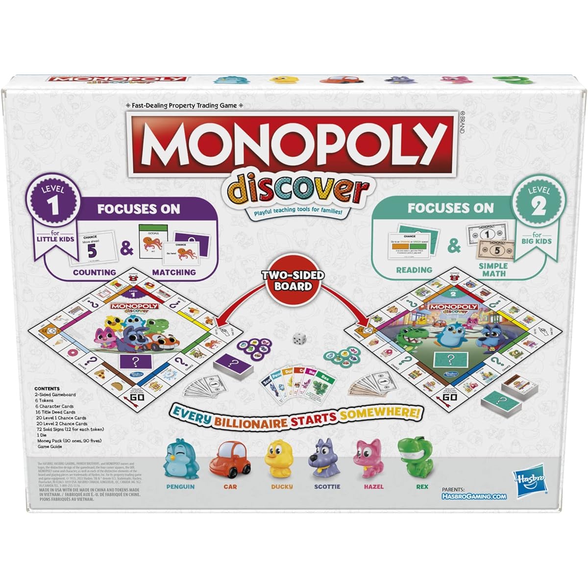 Monopoly Discover Board Game for Kids Ages 4+ Fun Game for the Whole Family Double-Sided Game Board Two-Level Play Fun Educational Game for the Family