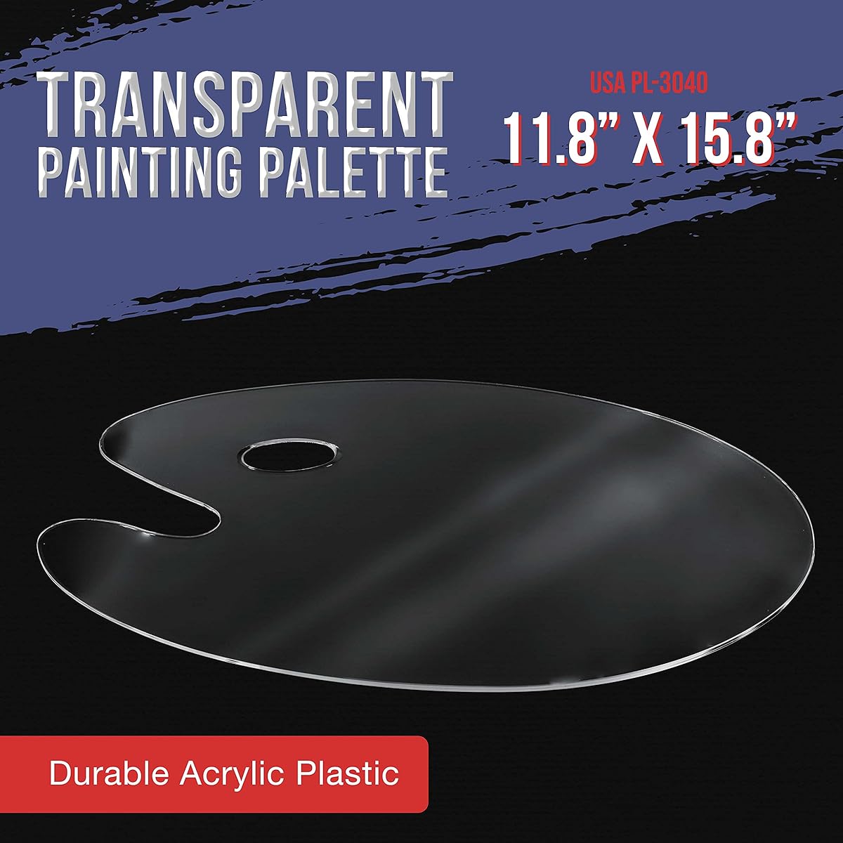 U.S. Art Supply 11.8" x 15.8" Clear Acrylic Plastic Artist Painting Palette - Non-Stick Easy Clean Oil Paint Mixing