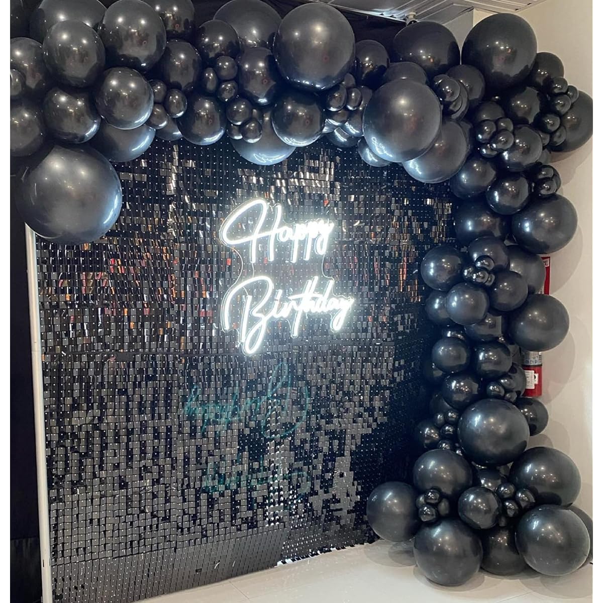 Shimmer Wall Backdrop 24 Pieces Black Sequin Panel Square Glittering Backdrop Decorative Photo Backdrop Birthday Wedding Engagement Anniversary Party Decoration