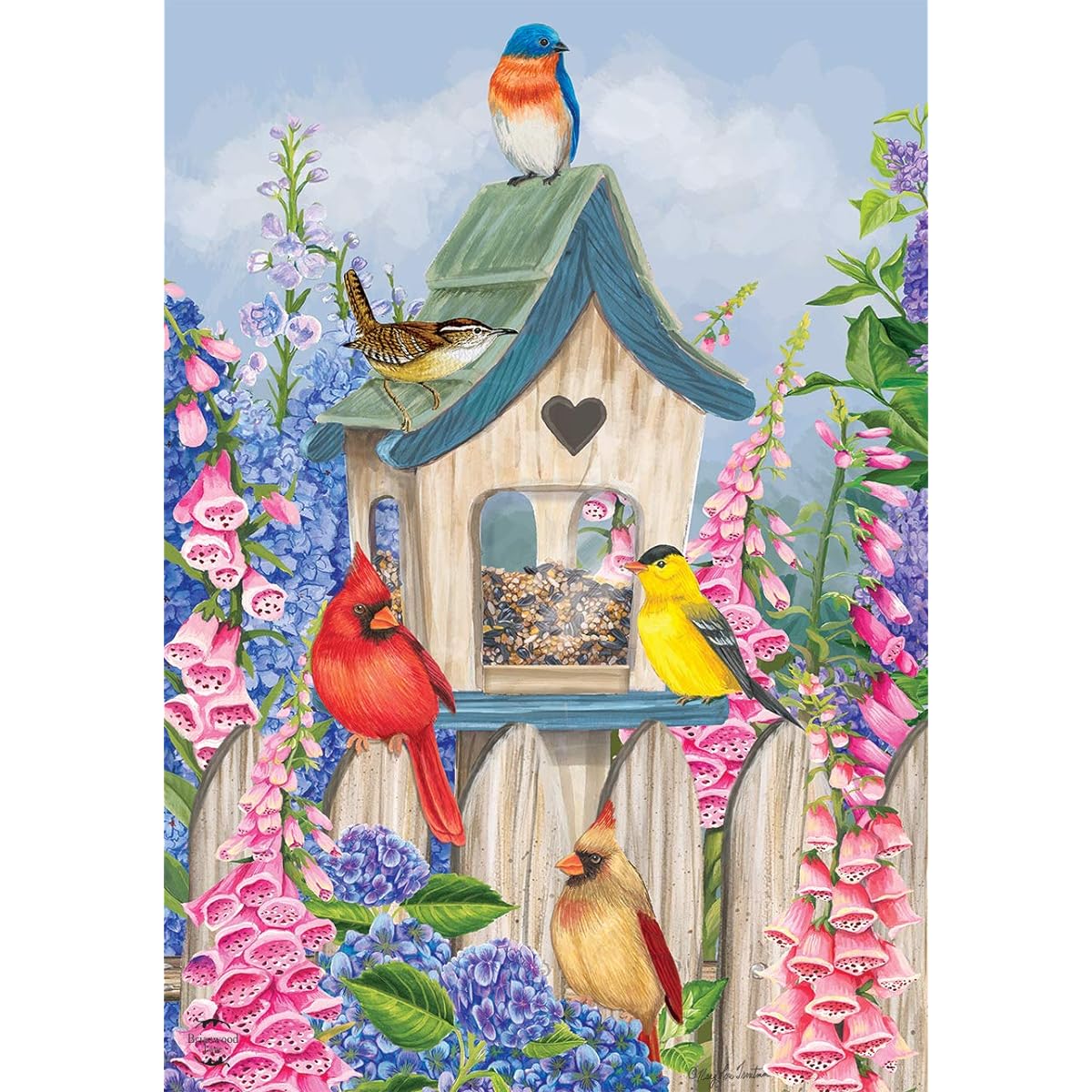 Briarwood Lane Spring Bird Floral House Flag Cardinal Bluebird 28" x 40"