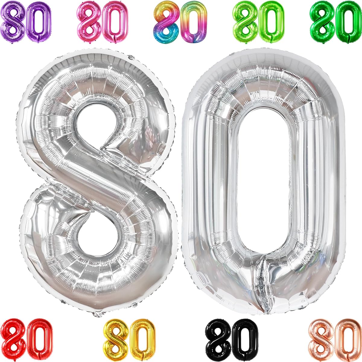 KatchOn Big Silver 80 Balloons Number 40 Inch Silver 80th Birthday Decorations for Men 80th Birthday Balloons 80th Birthday Party Decorations Number 80 Balloons Silver 80th Birthday Balloons