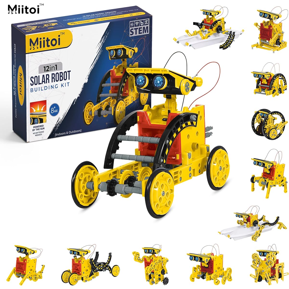 Miitoi 12in1 Solar STEM Robot Kit Educational Building Gift Set Science Experiment Set STEM Projects for Kids Ages 8-12 Solar Robot Building Kit Boys Toys Robot Toys
