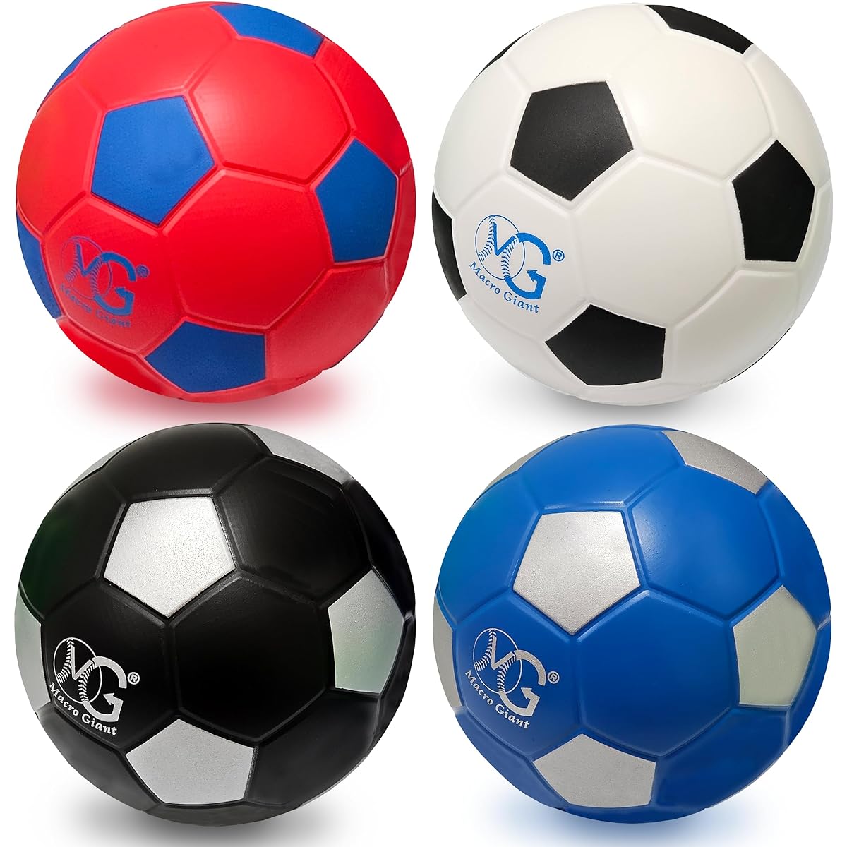 Macro Giant Foam Soft Colorful Soccer Ball, 15cm (Diameter), 4 Pieces, Beginners, Parent-Child Interaction