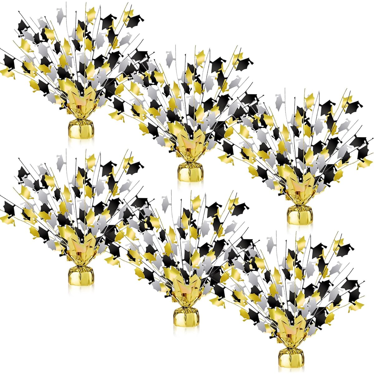 Giegxin 6pcs Table Centerpieces Black Gold Graduation Hat Burst Centerpieces 2023 Graduation Gifts Table Decorations Graduation Party Favors