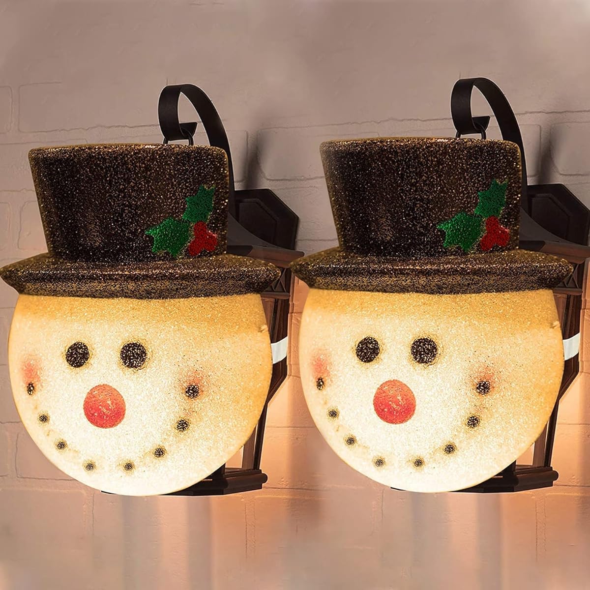 MorTime Christmas Snowman Lampshade Set of 2, Hallway Wall Lamp Decor, Outdoor Christmas Lampshade, Holiday Decorations