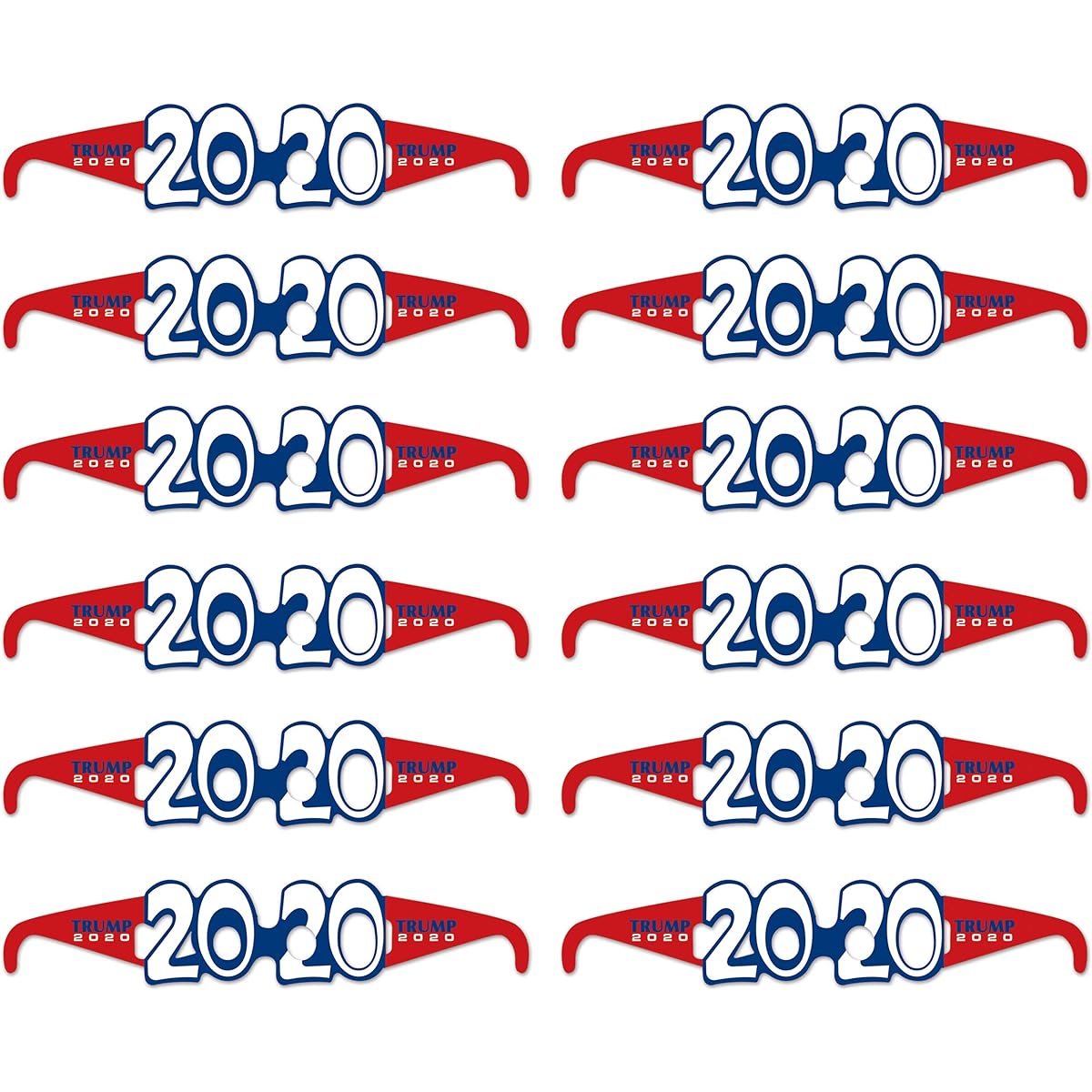 Beistle 12 CT Republican Candidate Paper Eye Glasses Trump 2020 - US Presidential Election Party Supplies Patriotic Favors One Size Red/White/Blue