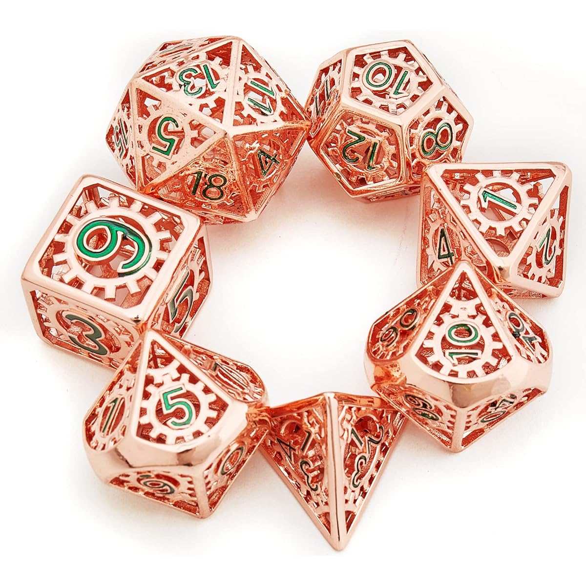 Hollow Metal DND Dice Set of 7 Unique Design Polyhedral D&D Dice Set with Gift Box and Numbers for Dungeons & Dragons RPG Role Playing and Pathfinder Dice Games (Red)