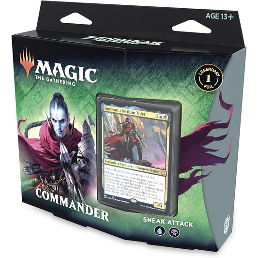 Magic: The Gathering Zendikar Rising Commander Deck - Sneak Attack | 100 Card Ready-to-Play Deck | 1 Foil Commander | Blue-Black