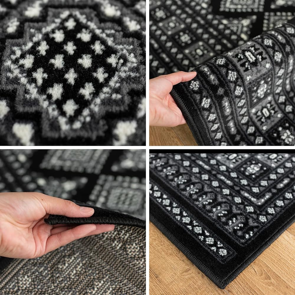 Sayang Sayan Bohara Pattern Rug Rocco Carpet 3 Tatami 200 x 250 Black Wilton Weave