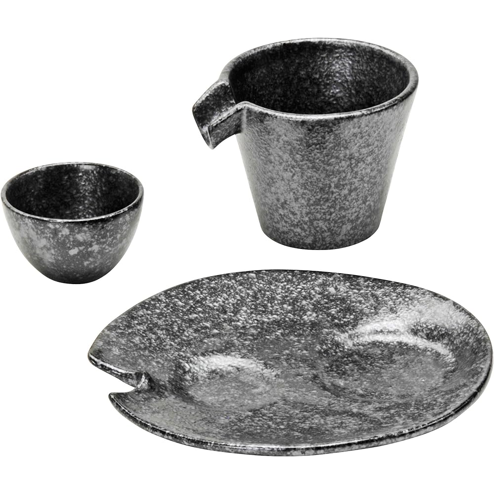 Hayashi Kinnosuke Shoten Mino Ware Shizuru Cold Drinkware Set of 3 Silver Black 141301(3)