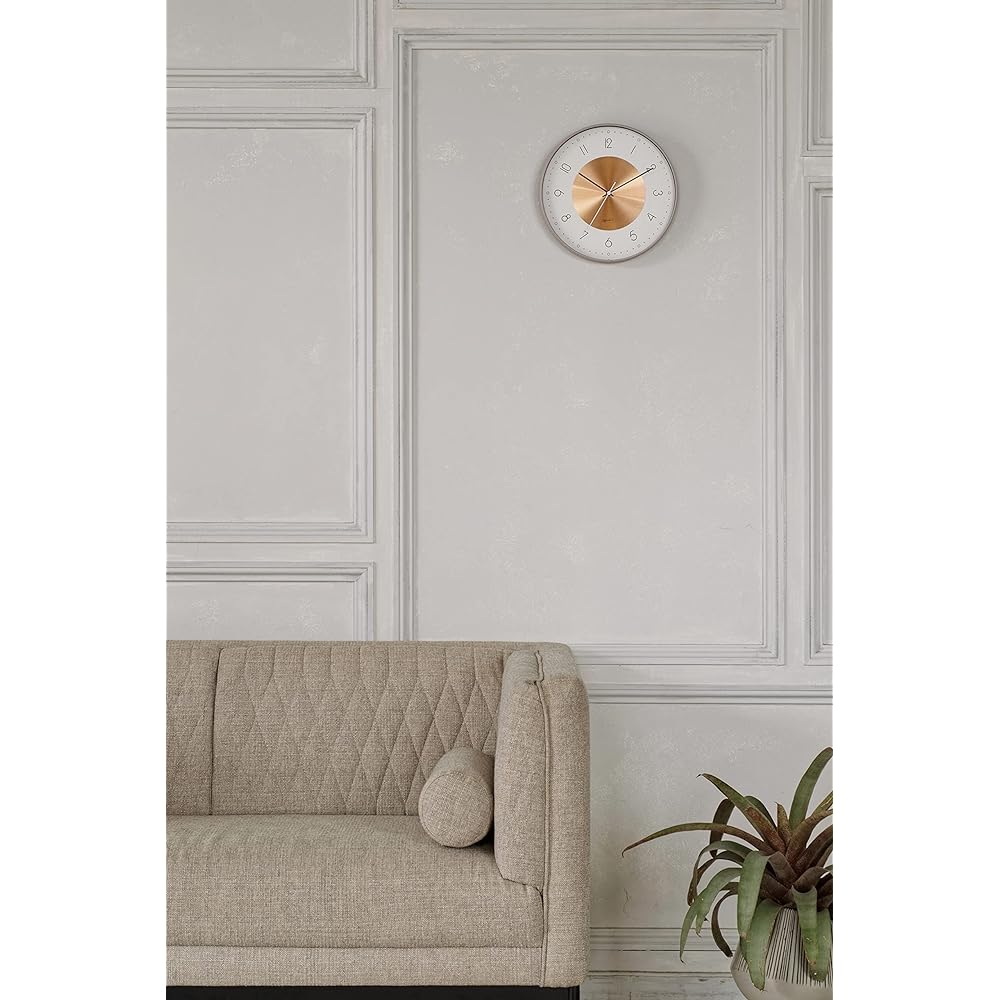 Interform Wall Clock Norte CL-4090 Copper Warm Gray White Sweep Movement