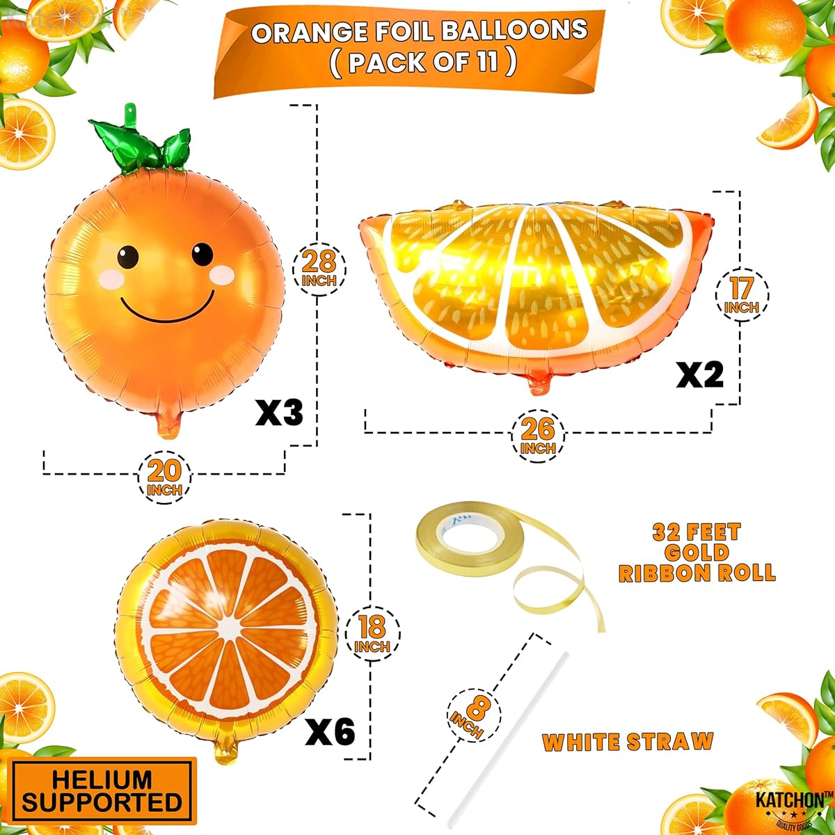 Orange Mix Foil Balloon Set