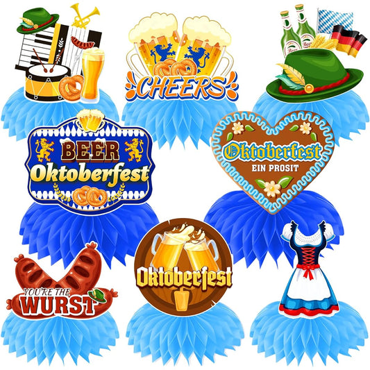 8 Piece Oktoberfest Centerpiece Oktoberfest Table Decoration German Centerpiece Party Supplies Bavarian German Beer Festival Oktoberfest Party Decoration Honeycomb Centerpiece Table Topper Cocomigo