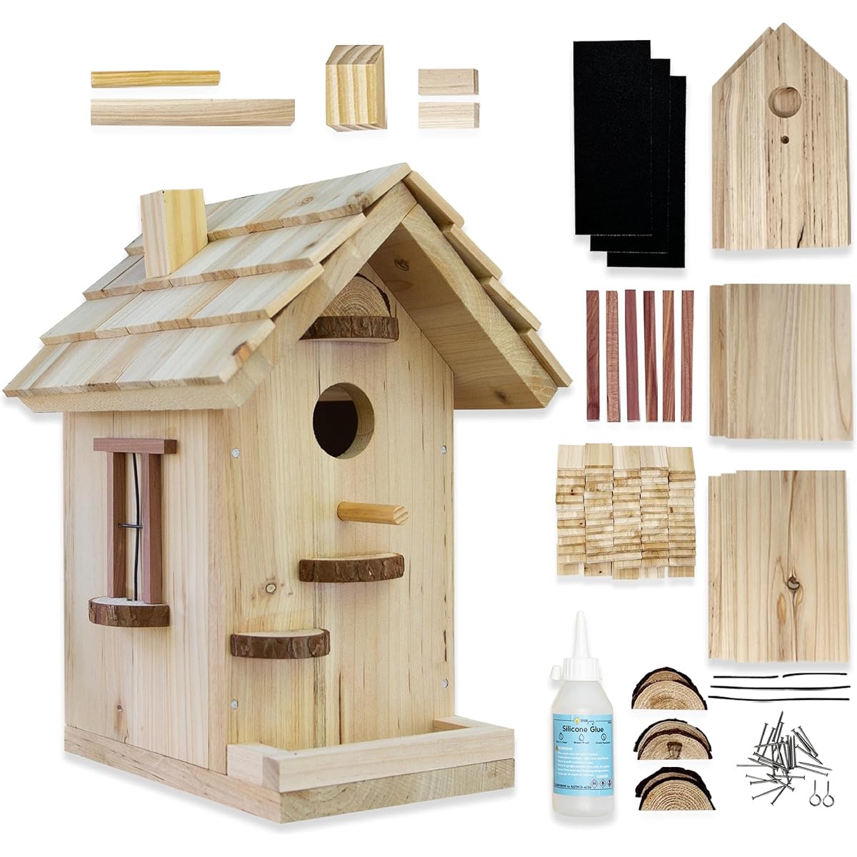 SparkJump Premium Birdhouses | Birdhouse Kits for Kids | Birdhouse Kits for Kids | DIY Woodworking Kids Birdhouse Kits | Birdhouse Kits for Adults | Made in the USA Wooden Building Kits