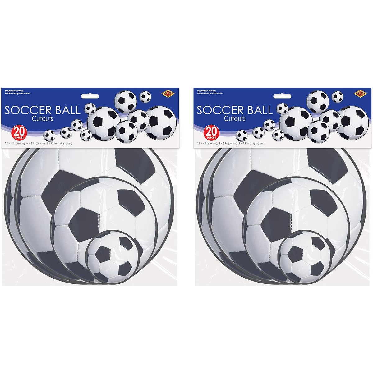 Beistle 53403 Soccer Ball Cutout 4", 8", 12" White and Black
