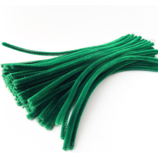 Lumintutu 100 Pcs Pipe Cleaners 7mm x 12" Thick Dark Green Chenille Stem Craft Supplies for Kids DIY Art Decoration