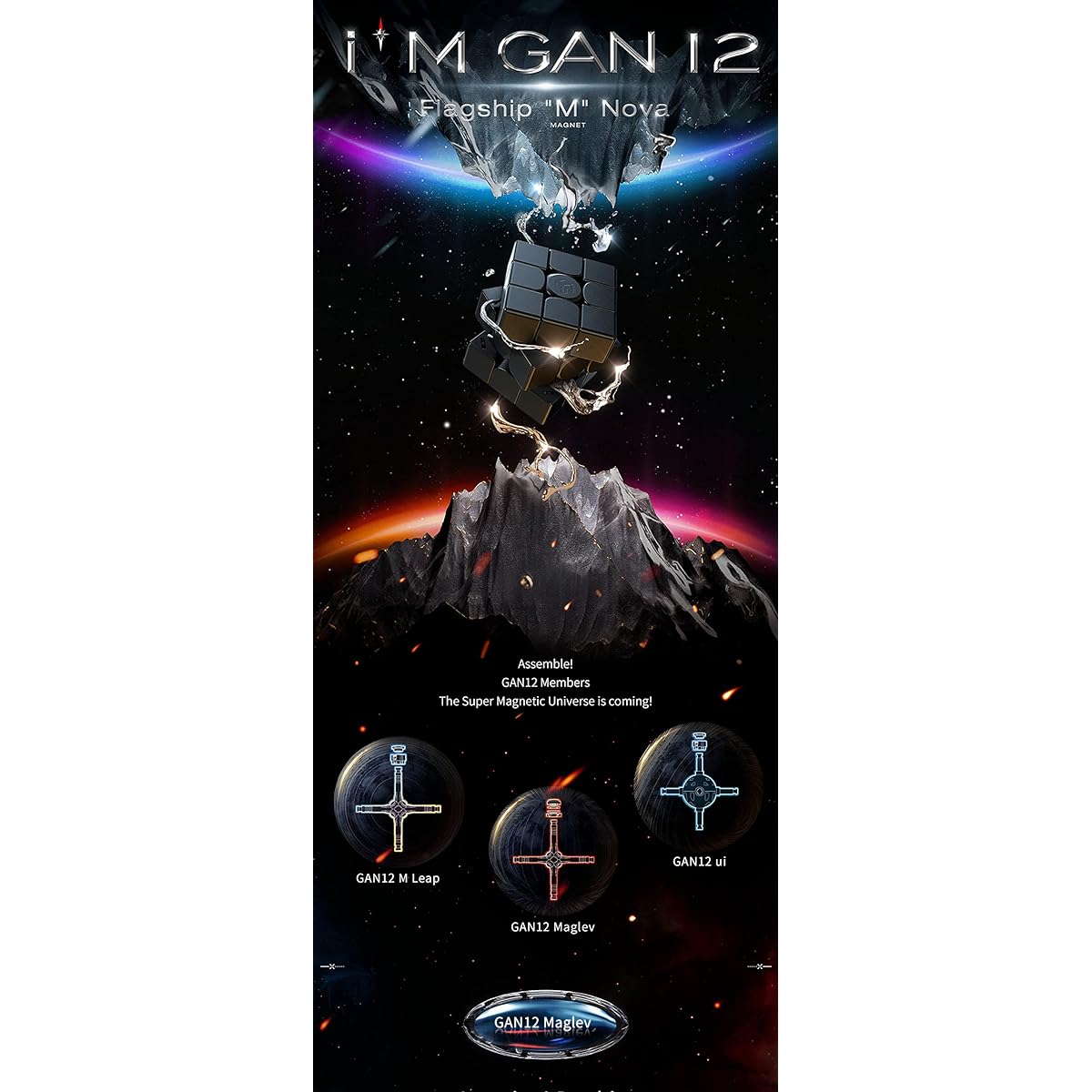 Kancharo GAN 12 M Leap Stickerless [Japanese Cube Strategy Guide & Pouch Included/Genuine] Magnet-equipped Speed Cube GANCUBE Competition 3x3 (GAN 12 M Leap)
