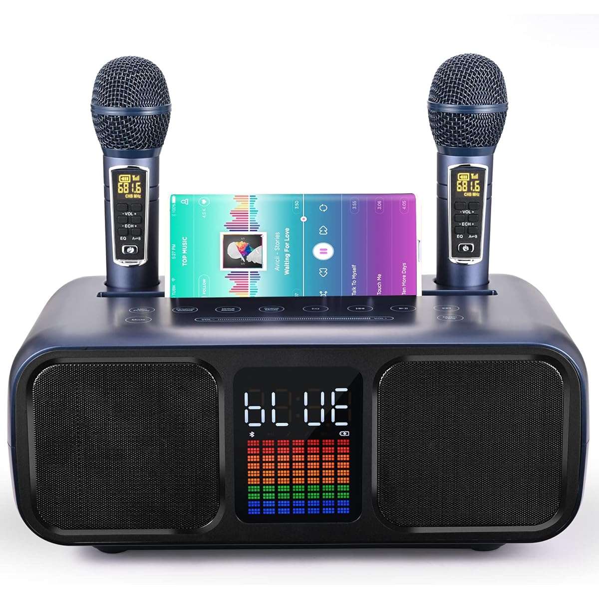 karaoke machine [2024 latest touch type, 5 functions in 1 unit, 2 microphones included] Karaoke machine Singing Machine Professional karaoke Karaoke Karaoke Microphone with Accompaniment Function Home KTV Party (Blue)