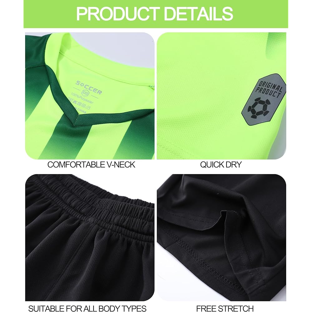 [LUCKYLUAN] Kids Soccer Wear Jersey 3 Piece Set with Socks Children Print Boys Training Top and Bottom Set Socks Short Sleeve Shorts Pants Breathable Quick Dry English Letters