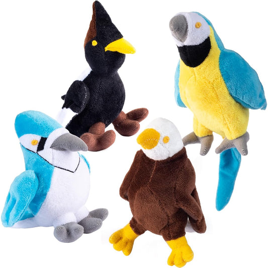 Audubon Plush Toys | Audubon Plush Toy Set | Set of 4 Talking Birds | Real Sound Plush Birds | 4 Talking Birds