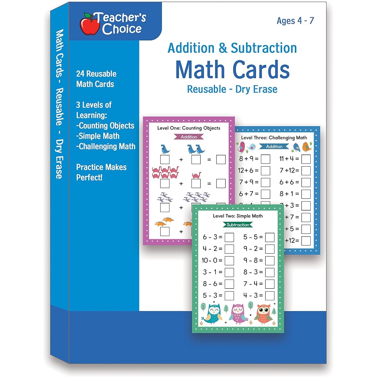 Addition & Subtraction Dry Erase Cards, Reusable Math Sheets, Childhood Education, Learning Tools