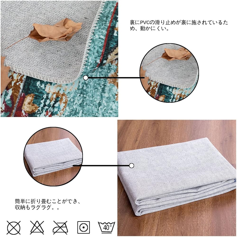 DECOMALL Carpet 3 Tatami Persian Carpet Rug Washable 200x250CM All Seasons Anti-Slip Compatible with Floor Heating Odor Resistant Mite Resistant Blue